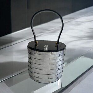 VINTAGE Ice Bucket Lucite Trim Cocktail Bag Purse